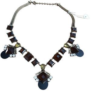 VTG Sohi Denise costume‎ jewelry gold costume statement necklace yellow brown